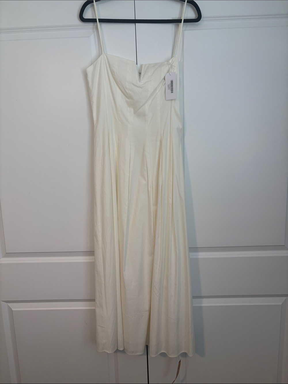 Reformation Kye Ivory Spaghetti-Strap Midi Sundress Dress